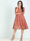 Flower Print Georgette Western Dress Cum Tunic Kurti Catalog